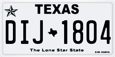 TX license plate DIJ1804