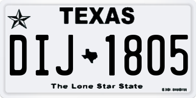 TX license plate DIJ1805