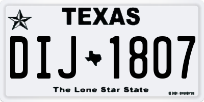 TX license plate DIJ1807