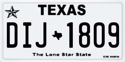 TX license plate DIJ1809
