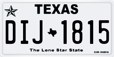 TX license plate DIJ1815