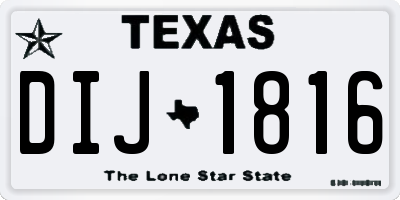 TX license plate DIJ1816