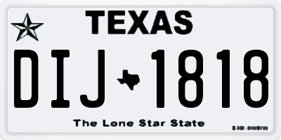 TX license plate DIJ1818