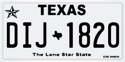 TX license plate DIJ1820