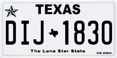 TX license plate DIJ1830