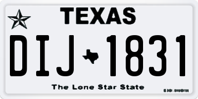 TX license plate DIJ1831