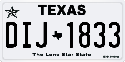 TX license plate DIJ1833