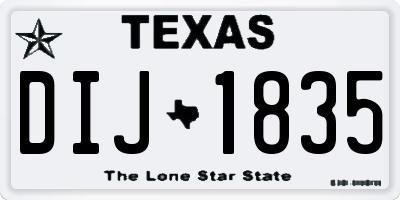 TX license plate DIJ1835