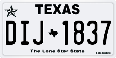 TX license plate DIJ1837
