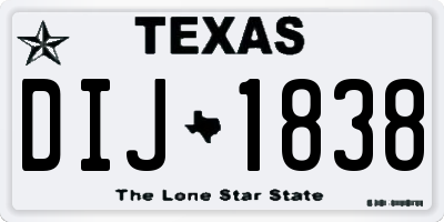 TX license plate DIJ1838