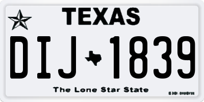 TX license plate DIJ1839
