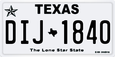 TX license plate DIJ1840