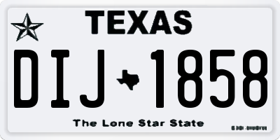 TX license plate DIJ1858