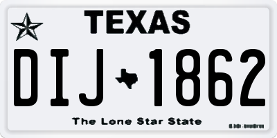 TX license plate DIJ1862