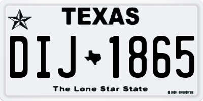 TX license plate DIJ1865