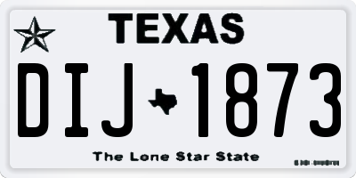 TX license plate DIJ1873