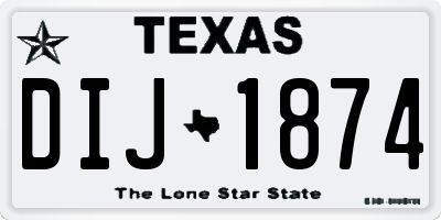 TX license plate DIJ1874