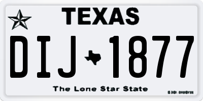 TX license plate DIJ1877
