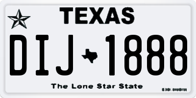 TX license plate DIJ1888