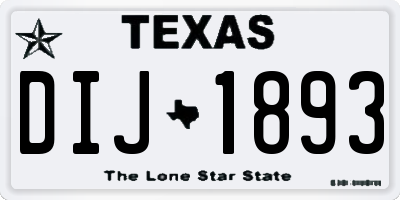 TX license plate DIJ1893