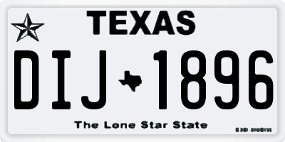 TX license plate DIJ1896