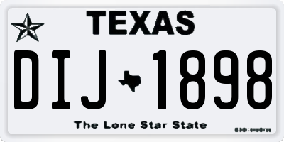 TX license plate DIJ1898