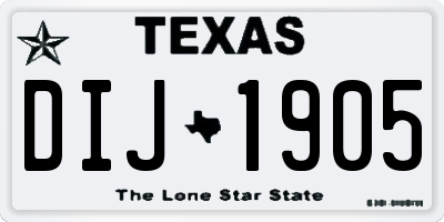 TX license plate DIJ1905