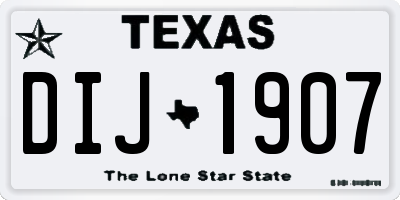 TX license plate DIJ1907