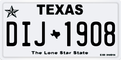 TX license plate DIJ1908