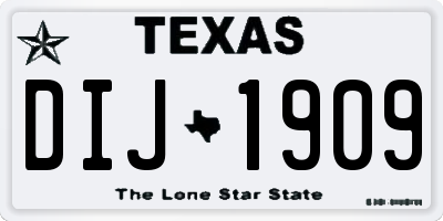 TX license plate DIJ1909