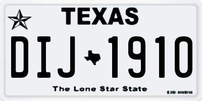 TX license plate DIJ1910