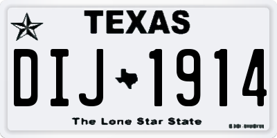 TX license plate DIJ1914