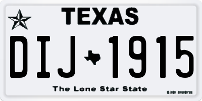 TX license plate DIJ1915