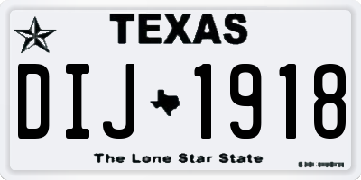 TX license plate DIJ1918