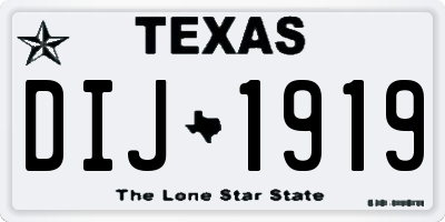 TX license plate DIJ1919