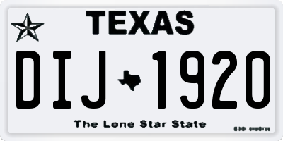 TX license plate DIJ1920