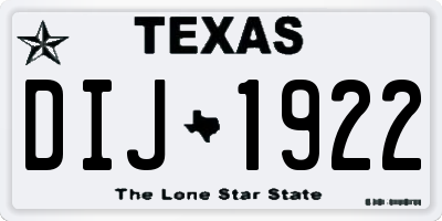 TX license plate DIJ1922
