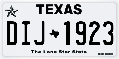 TX license plate DIJ1923
