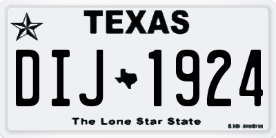 TX license plate DIJ1924
