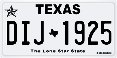 TX license plate DIJ1925