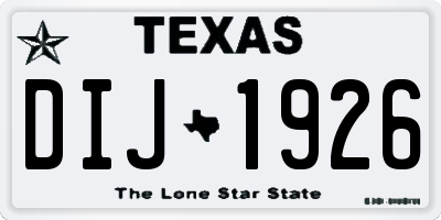 TX license plate DIJ1926