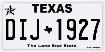 TX license plate DIJ1927