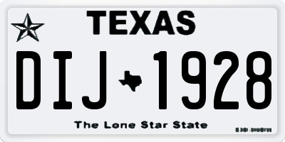 TX license plate DIJ1928