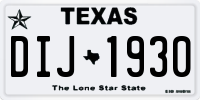 TX license plate DIJ1930