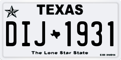 TX license plate DIJ1931