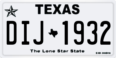 TX license plate DIJ1932