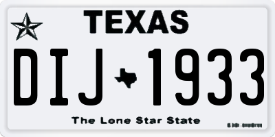 TX license plate DIJ1933