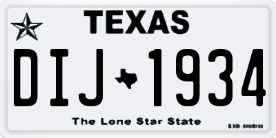 TX license plate DIJ1934
