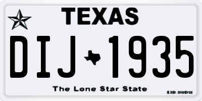 TX license plate DIJ1935