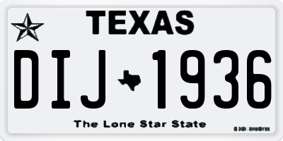 TX license plate DIJ1936